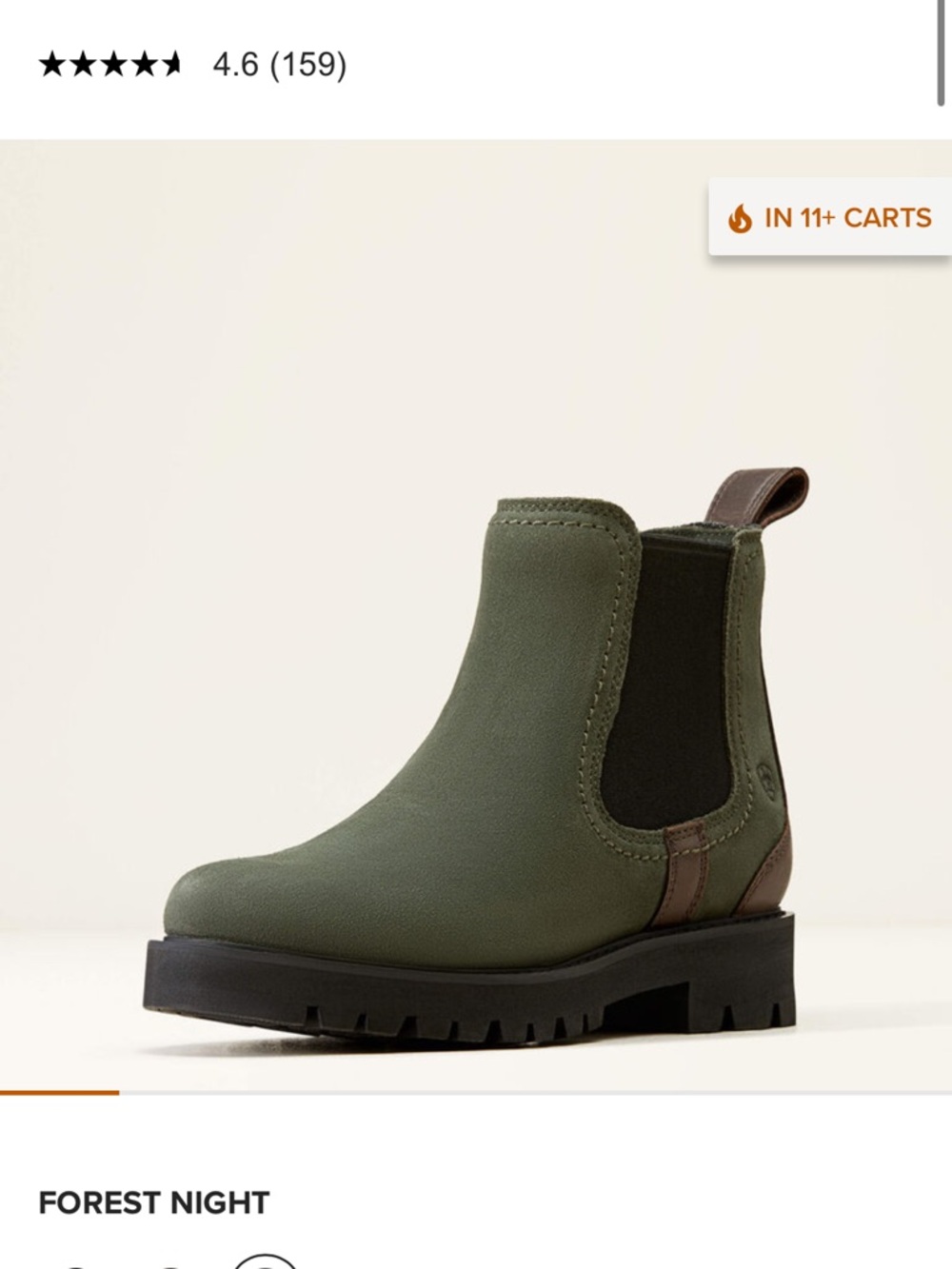 Ariat Forest Night Green Chelsea Lug Ankle Boots